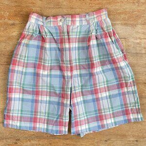 Vintage High Waist Colorful Plaid Short Size XS 25-26" Waist 90s Talbots Cotton